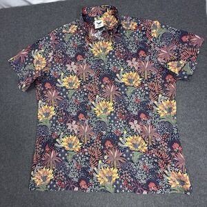 Yiume Tropical Floral Button Shirt Mens XXL Hawaiian Aloha Cotton